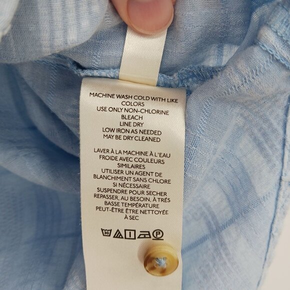 Anthropologie PILCRO Theresa Blue Lace Up Back Shirt Size Small - Picture 10 of 13